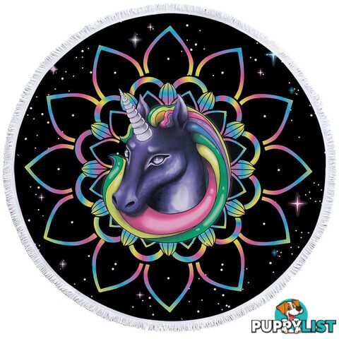 Mandala Unicorn in Space Beach Towel - Towel - 7427046308908