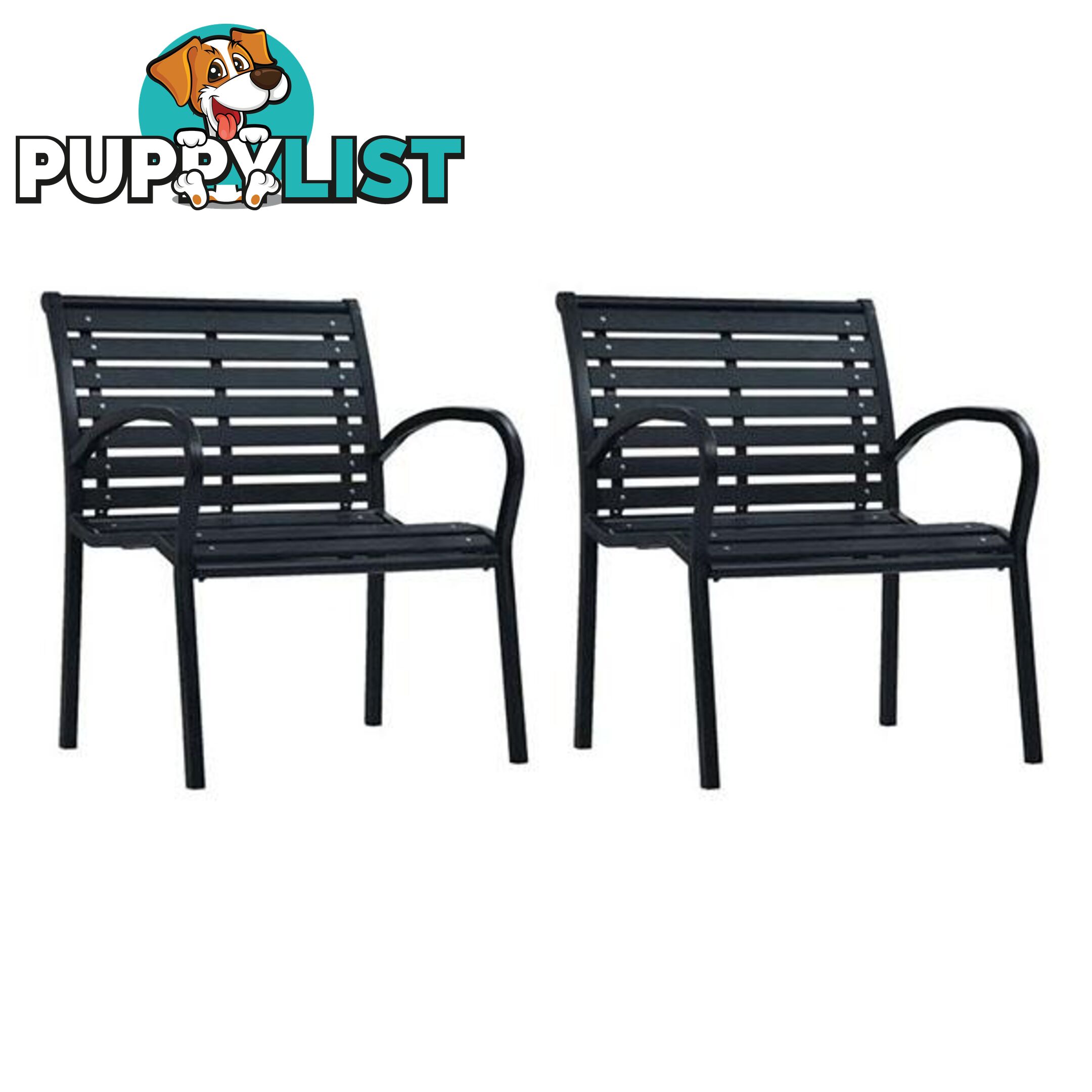 Garden Chairs 2 Pcs Black Steel And Wpc - Unbranded - 8719883745947