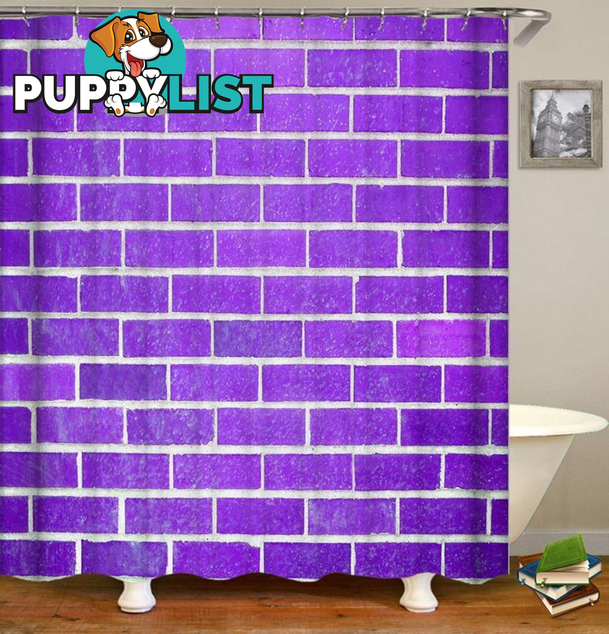 Purple Brick Wall Shower Curtain - Curtain - 7427045987838