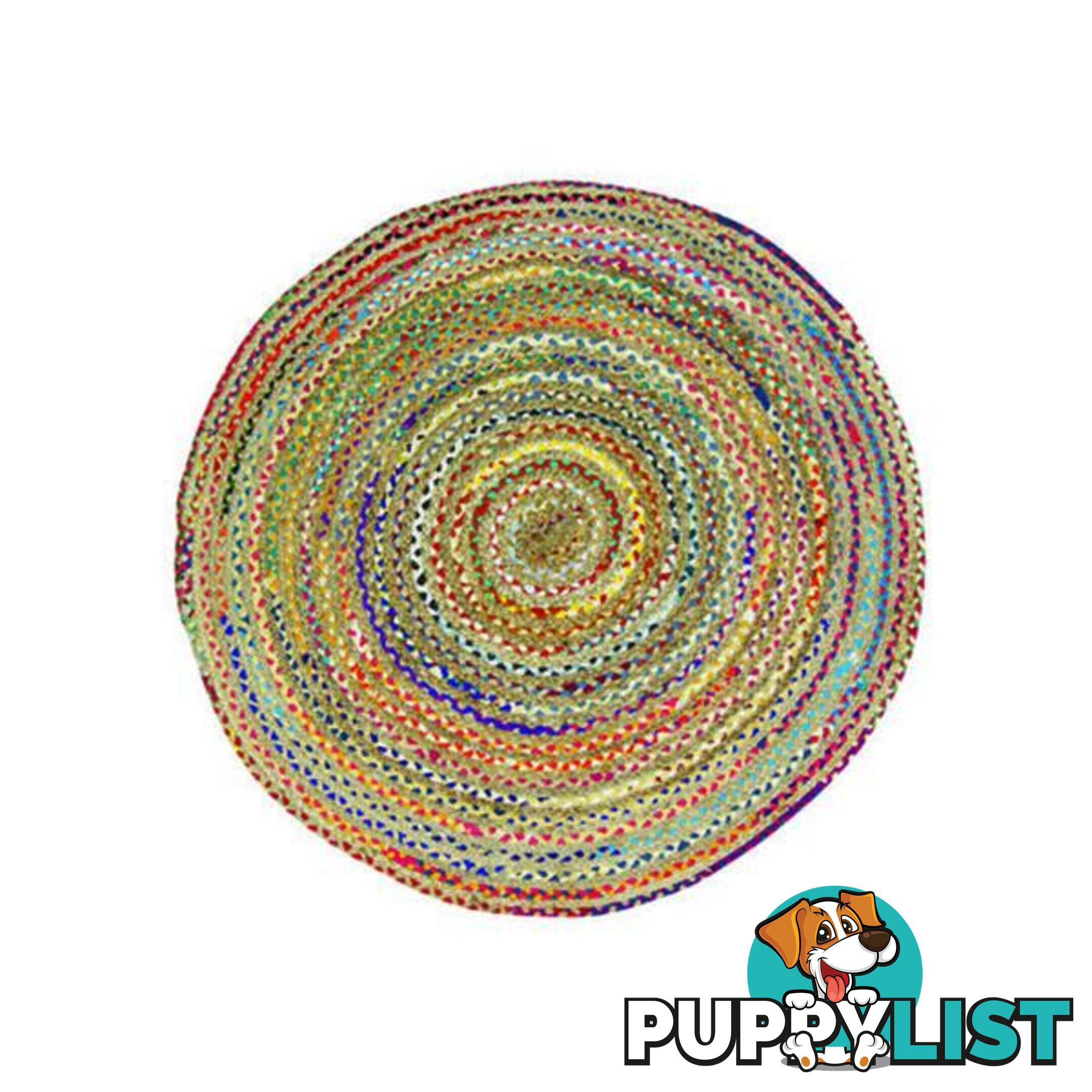 Chindi Jute Indian Design Recycled Floor Rug Round Small - Floor Rug - 797776540389