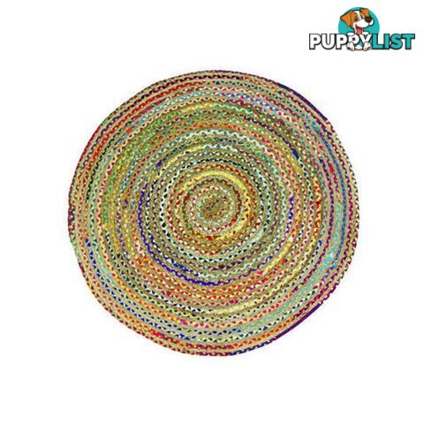 Chindi Jute Indian Design Recycled Floor Rug Round Small - Floor Rug - 797776540389