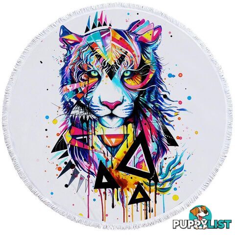 Colorful Art Lion Beach Towel - Towel - 7427046328913