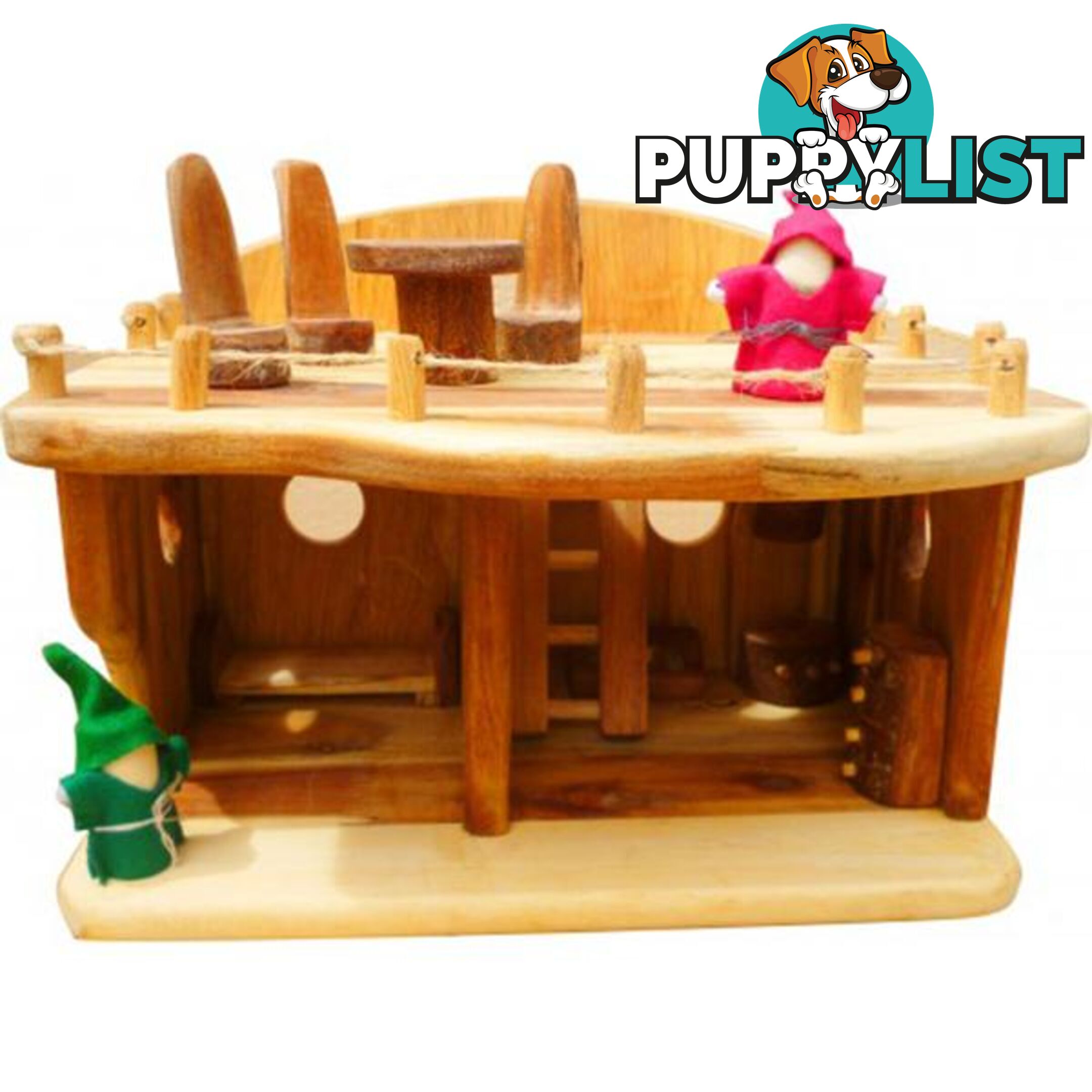 Medium Wooden Dollhouse - Qtoys - 8936074268577