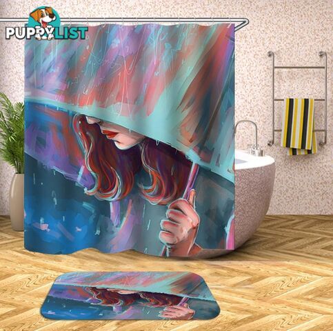 Art Painting Lady In The Rain Shower Curtain - Curtain - 7427045971028