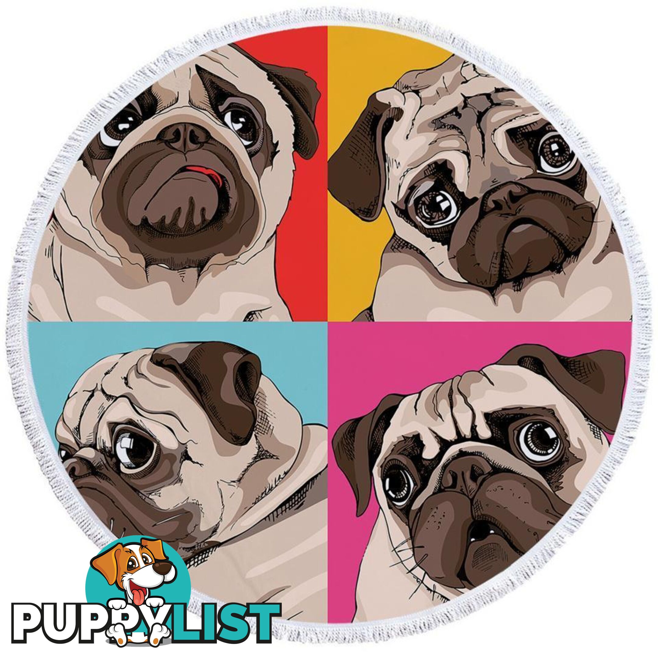 Adorable Pug Beach Towel - Towel - 7427046310024