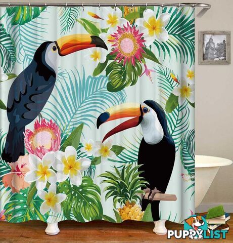 Tropical Vibes Toucans And Plumeria Shower Curtain - Curtain - 7427046098014