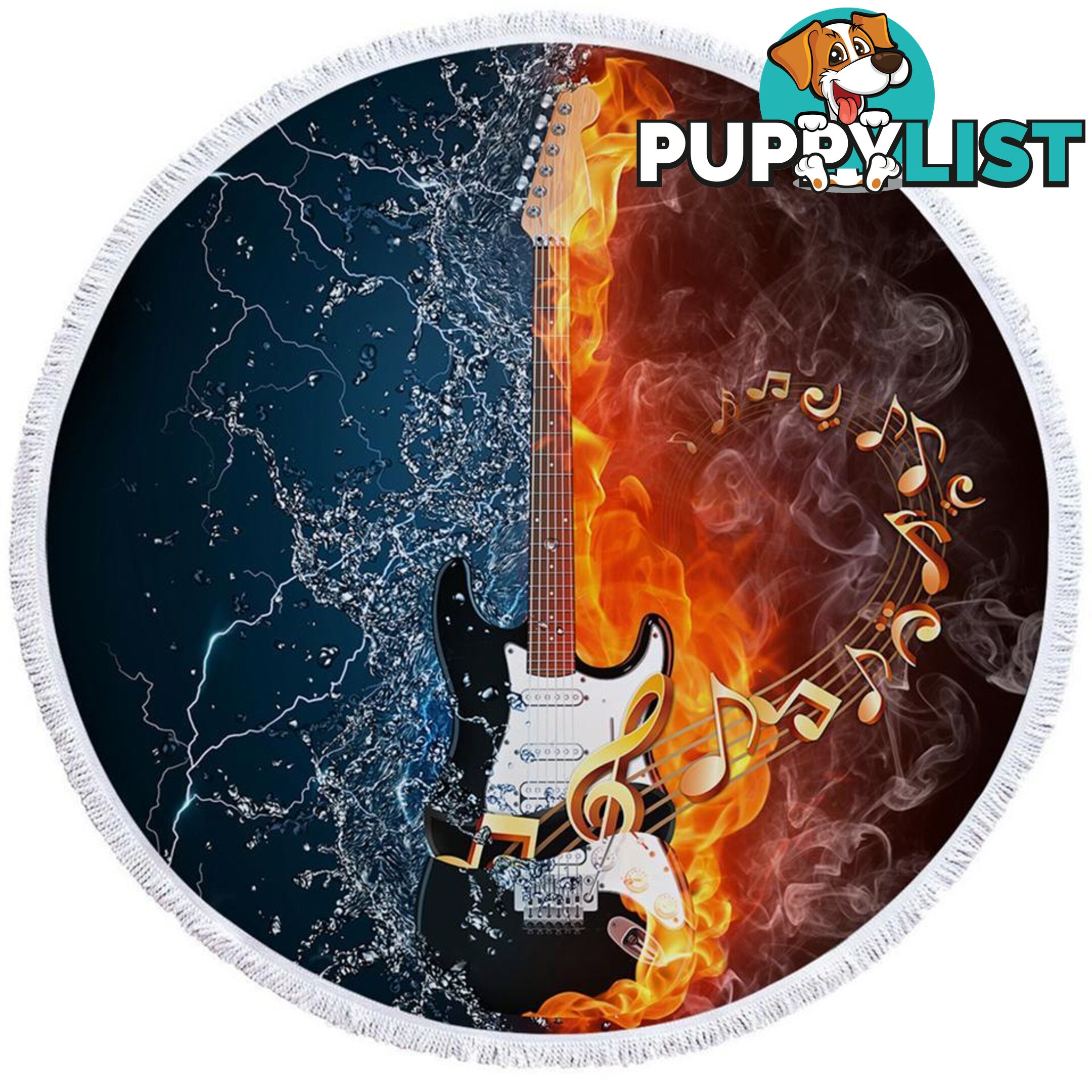 Fire vs Water Electric Guitar Beach Towel - Towel - 7427046313742