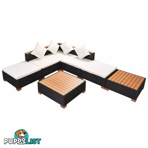 Garden Sofa Rattan Poly Wood Top Set (16 Pcs) - Black - Unbranded - 4326500418562