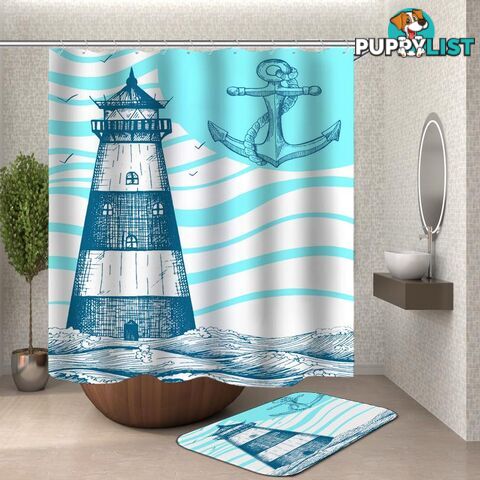 Anchor And Lighthouse Shower Curtain - Curtain - 7427046109321