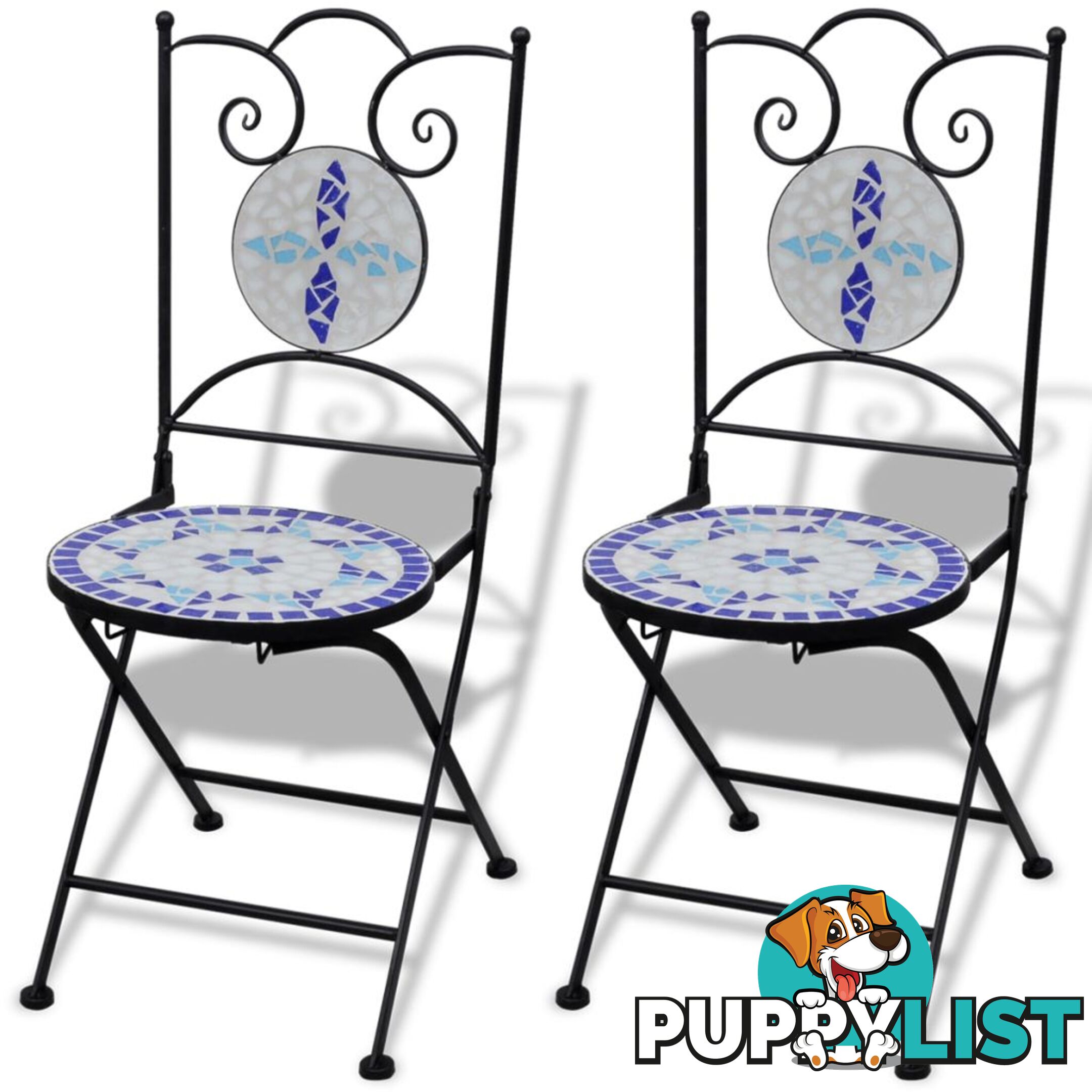 Mosaic Bistro Chair - Blue / White (Set of 2) - Unbranded - 4326500415905