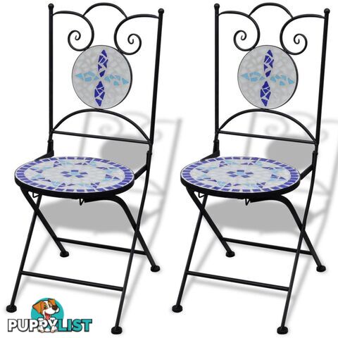 Mosaic Bistro Chair - Blue / White (Set of 2) - Unbranded - 4326500415905