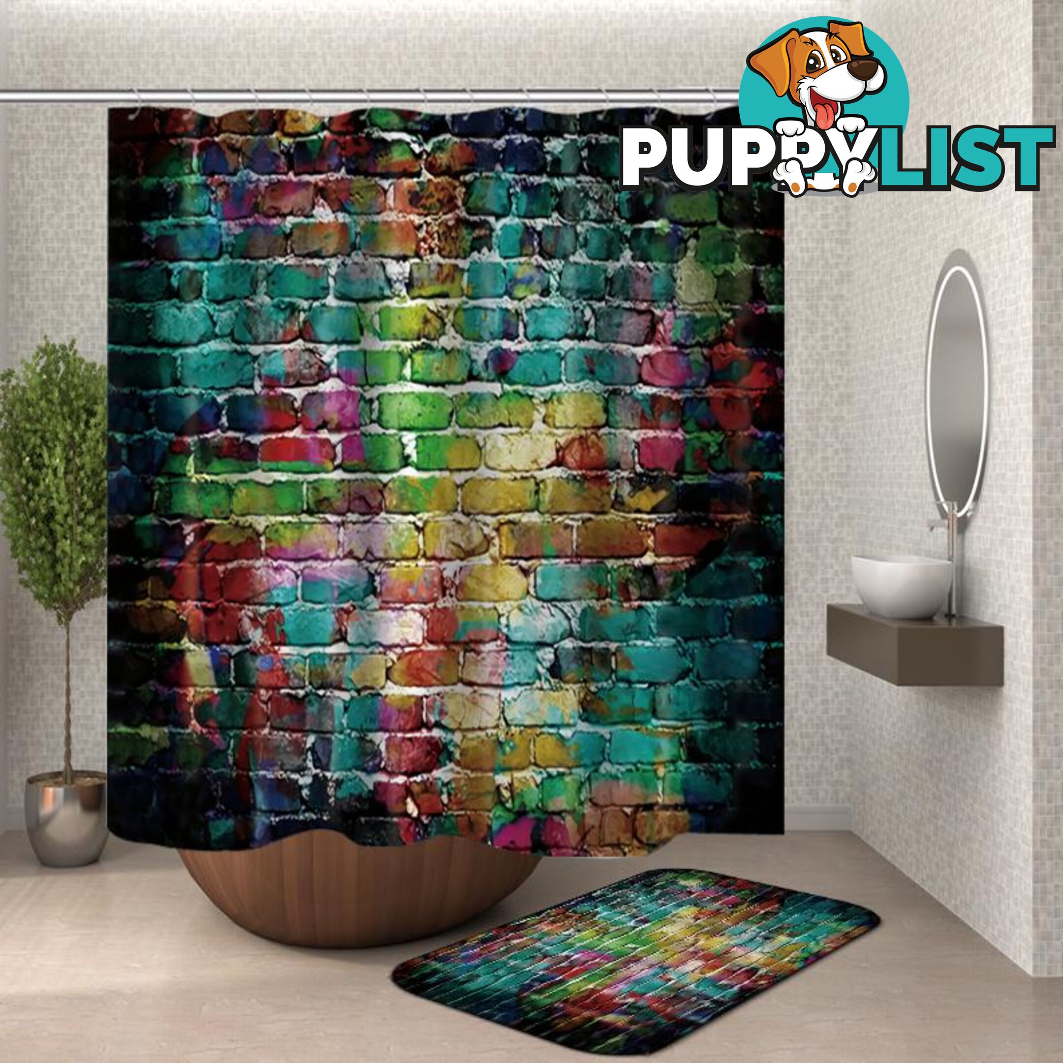 Colorful Brick Shower Curtain - Curtain - 7427046121712