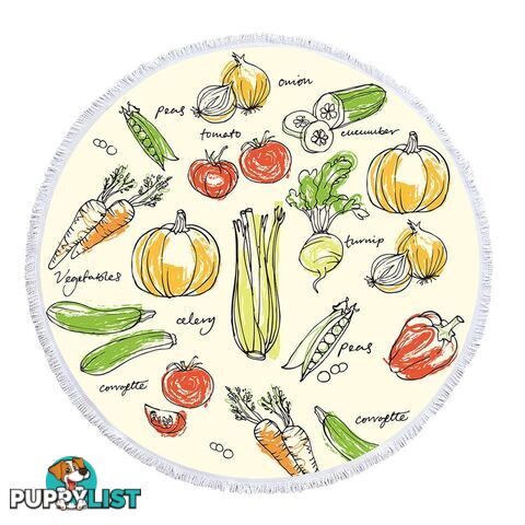 Vegetables Drawing Beach Towel - Towel - 7427046334495