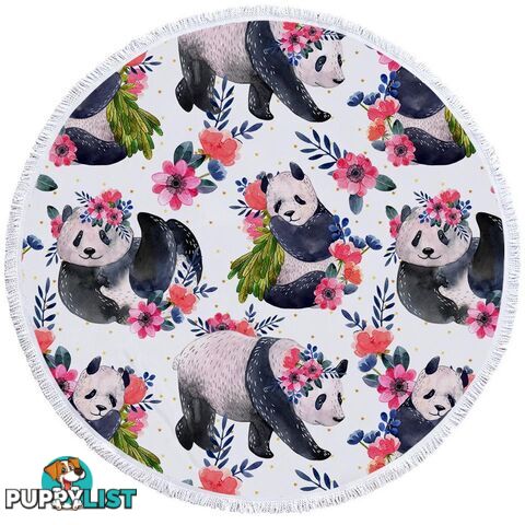 Floral Pandas Beach Towel - Towel - 7427046305860