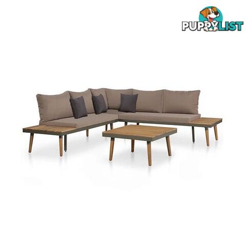 4 Piece Solid Acacia Wood Garden Lounge Set With Cushions Brown - Unbranded - 8718475614784