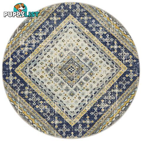 Babylon Round Diamond Navy Rug - Unbranded - 9375321874489