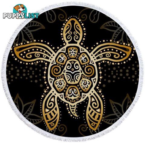 Black Background Golden Turtle Beach Towel - Towel - 7427046316941