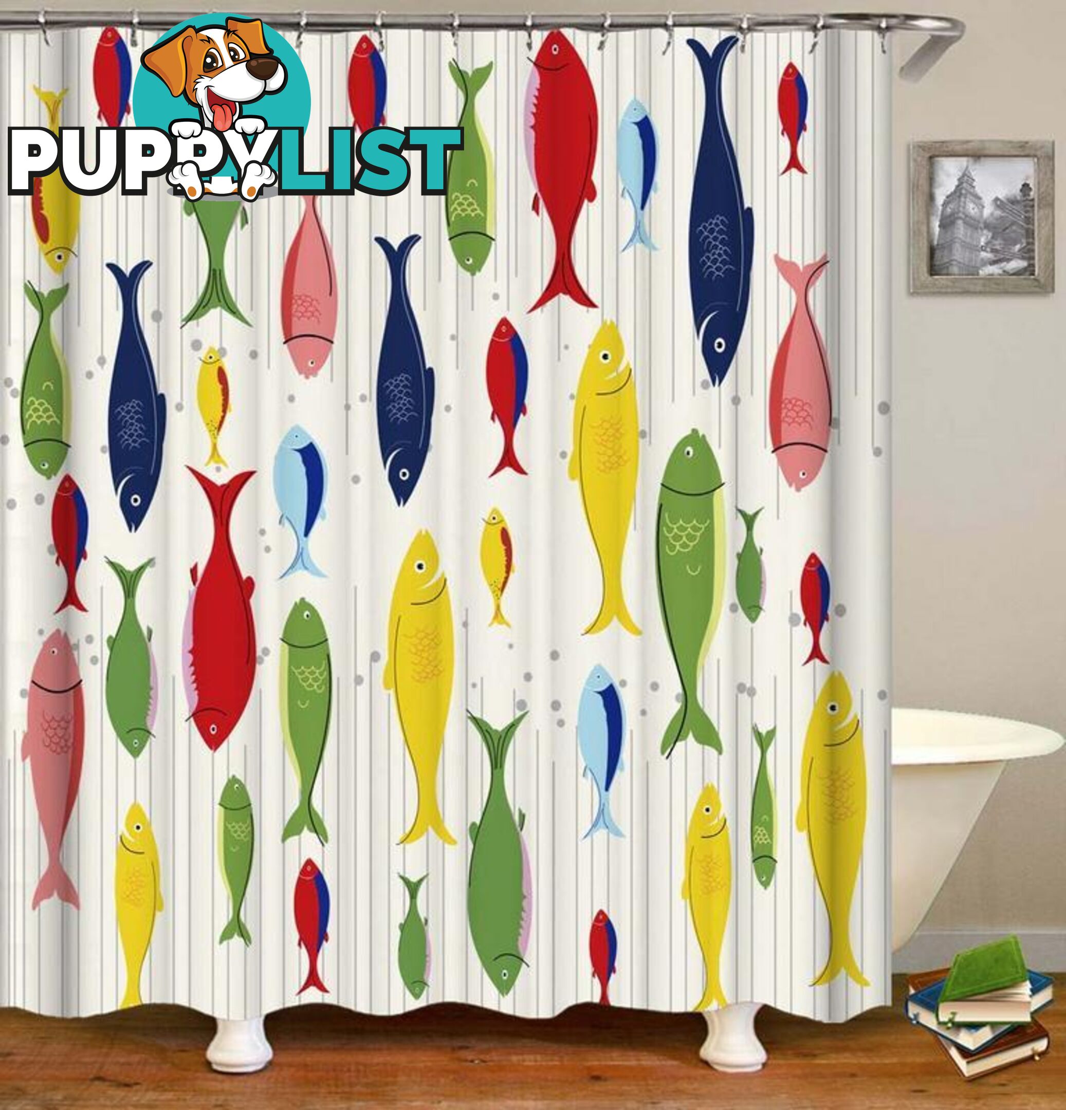 Multi Colored Fish Shower Curtain - Curtain - 7427046133944