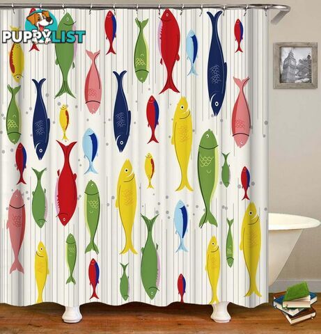 Multi Colored Fish Shower Curtain - Curtain - 7427046133944