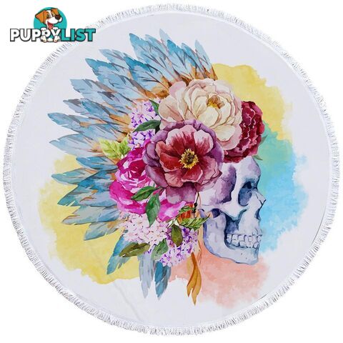 Pastel Color Floral Chief Skull Beach Towel - Towel - 7427046328654