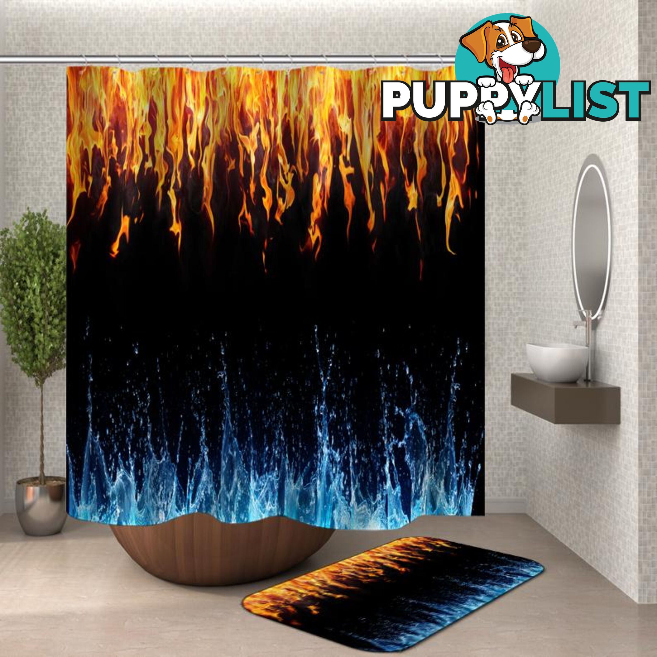 Water VS Fire Shower Curtain - Curtain - 7427046120296