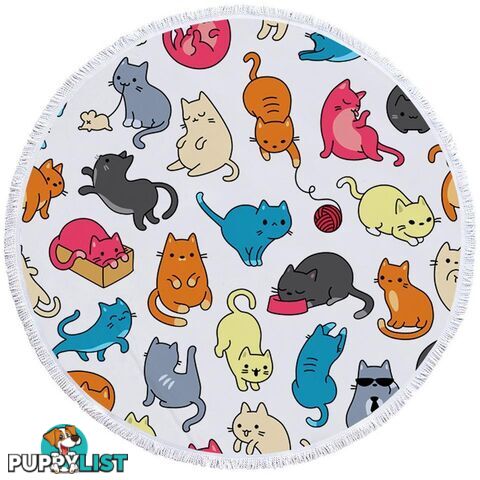 Multi Colored Cats Drawings Beach Towel - Towel - 7427046307444