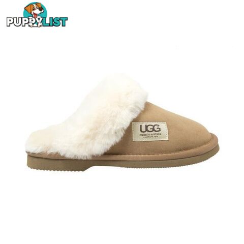 UGG Merino Sheepskin Fur Trim Scuff Memory Foam Chestnut - UGG - 822427524118