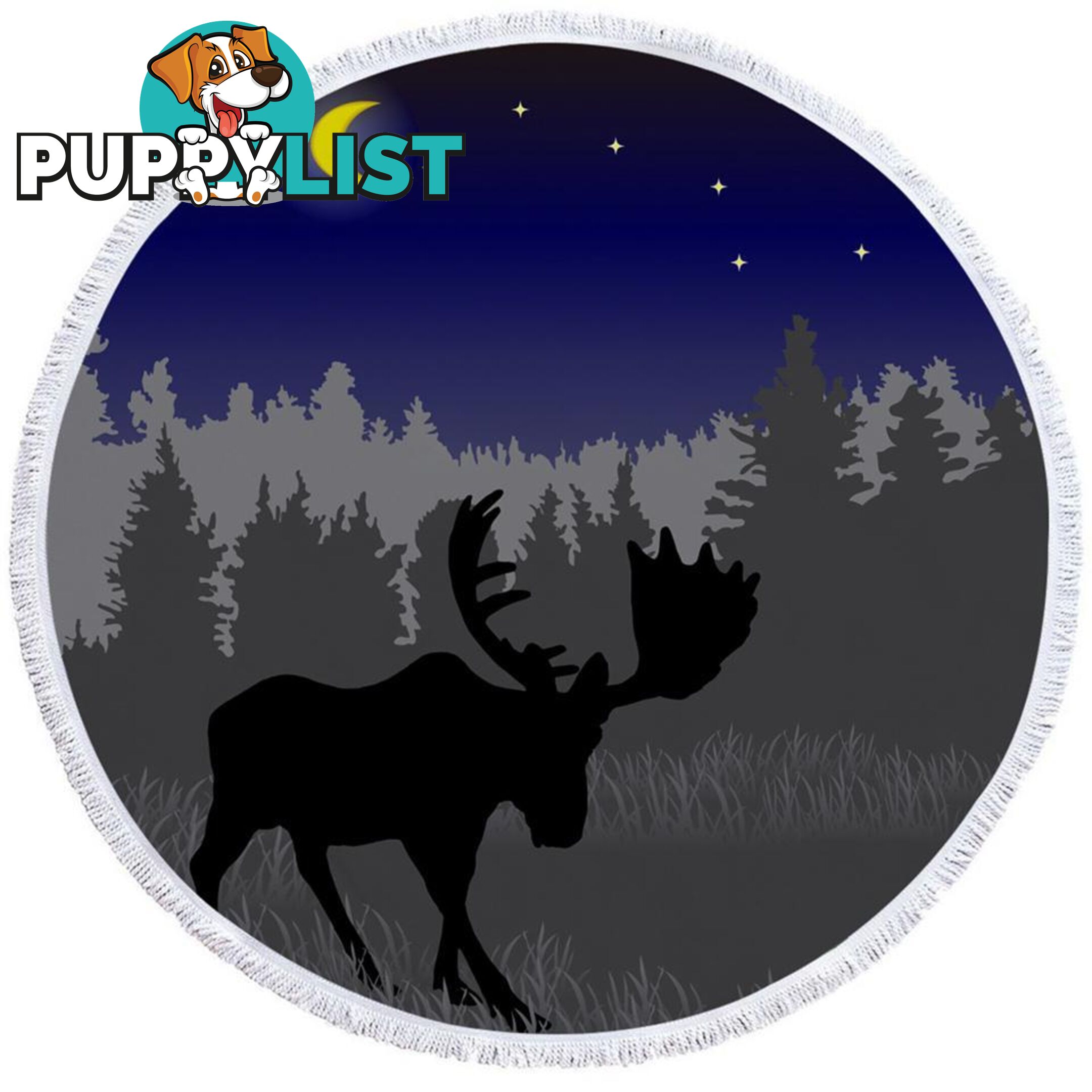 Moon Light Moose Beach Towel - Towel - 7427046304863