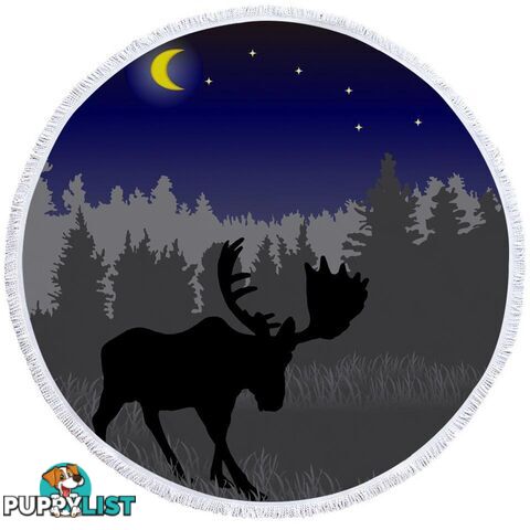 Moon Light Moose Beach Towel - Towel - 7427046304863