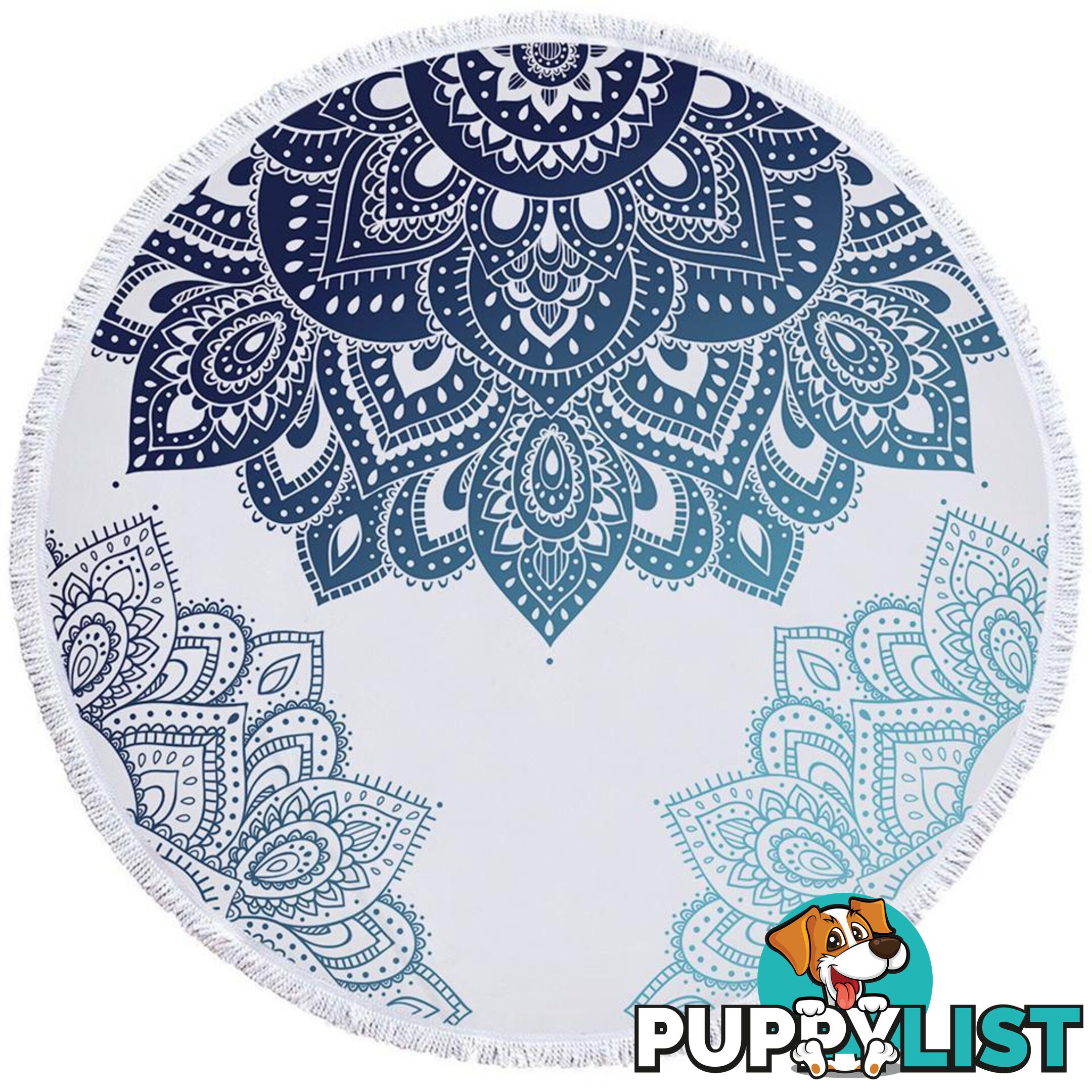 Teal Blue Mandala Beach Towel - Towel - 7427046308021