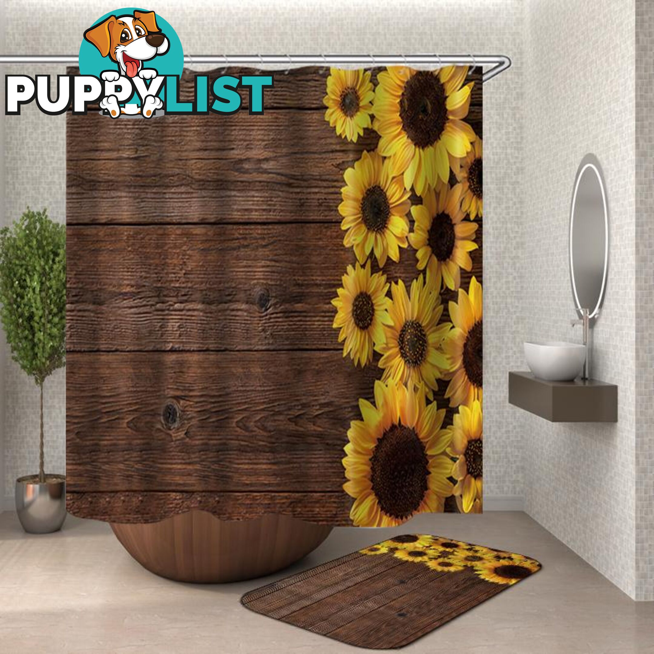 Sunflowers On A Wooden Deck Shower Curtain - Curtain - 7427046117326