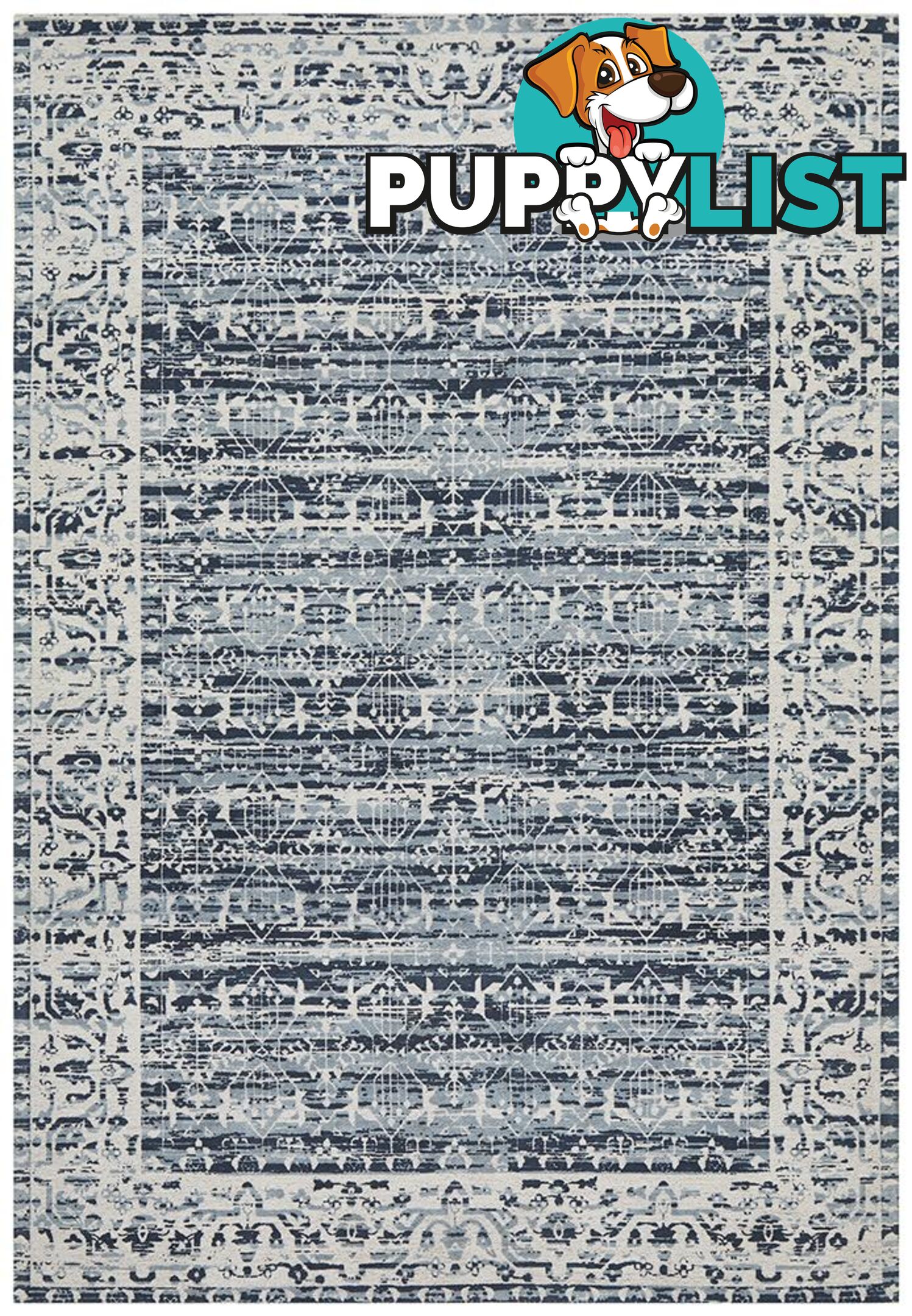 Magnolia Border Denim Rug - Unbranded - 9375321879743