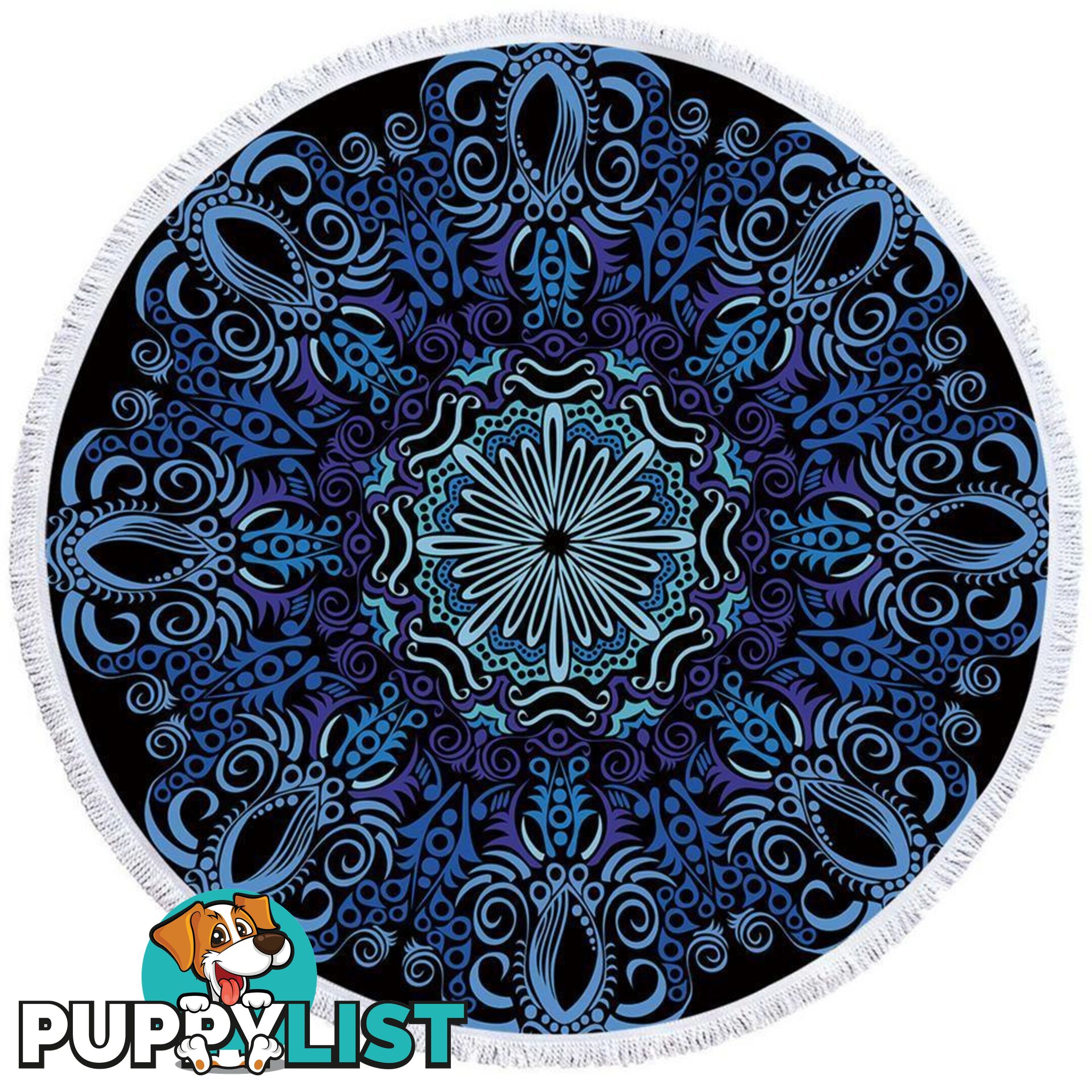 Purplish Blue Mandala Beach Towel - Towel - 7427046322171