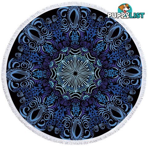 Purplish Blue Mandala Beach Towel - Towel - 7427046322171