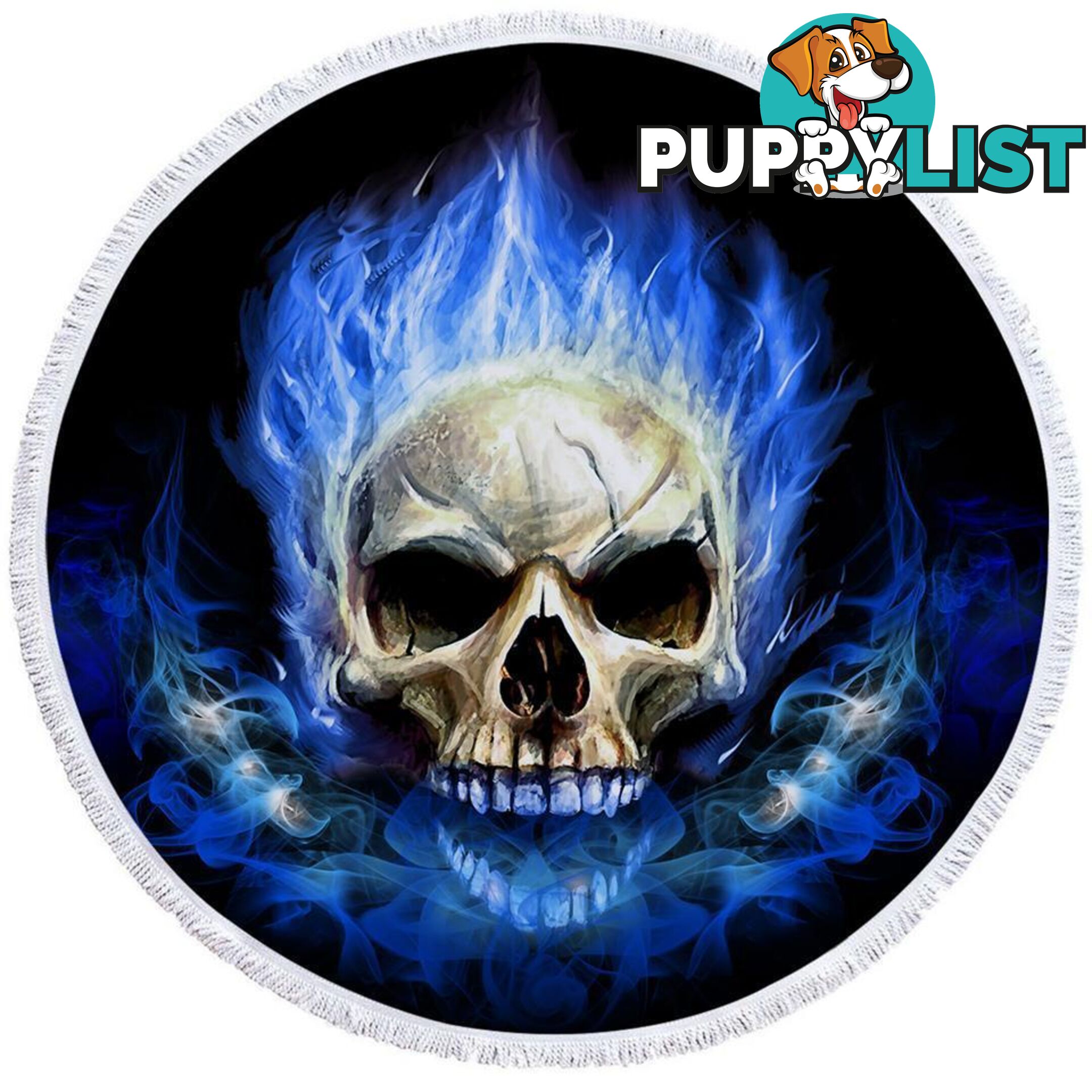 Blue Flames Skull Beach Towel - Towel - 7427046312462