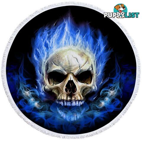 Blue Flames Skull Beach Towel - Towel - 7427046312462