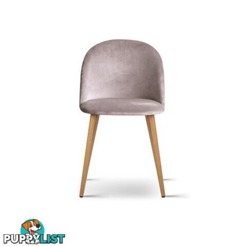 Set of 2 Velvet Modern Dining Chair - Light Grey - Artiss - 9350062158494