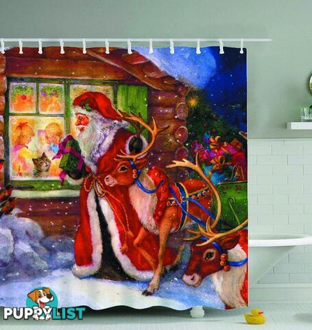 Christmas Vintage Painting Shower Curtain - Curtain - 7427046019231