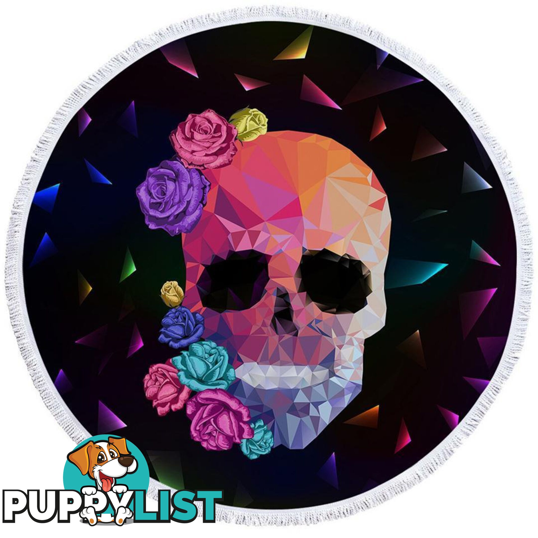 Artistic Skull and Roses Beach Towel - Towel - 7427046328968