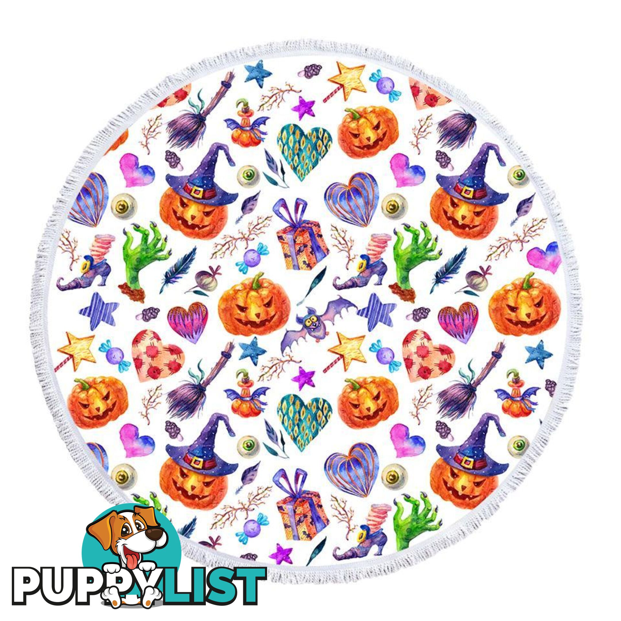 Colorful Halloween Pattern Beach Towel - Towel - 7427046342285