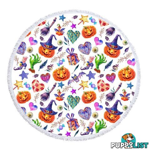 Colorful Halloween Pattern Beach Towel - Towel - 7427046342285