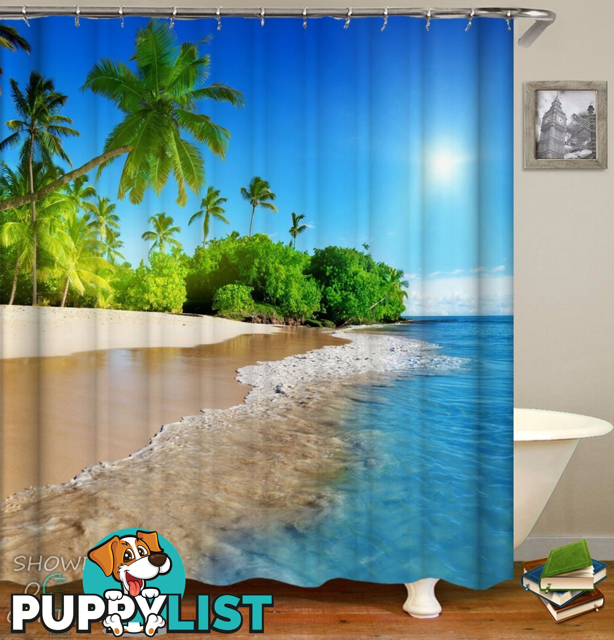 Sunny Tropical Beach Shower Curtain - Curtain - 7427046283540