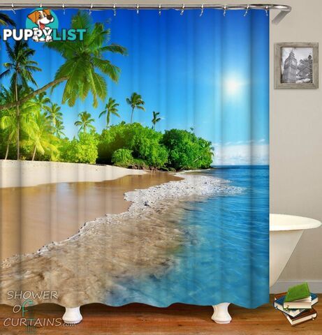 Sunny Tropical Beach Shower Curtain - Curtain - 7427046283540