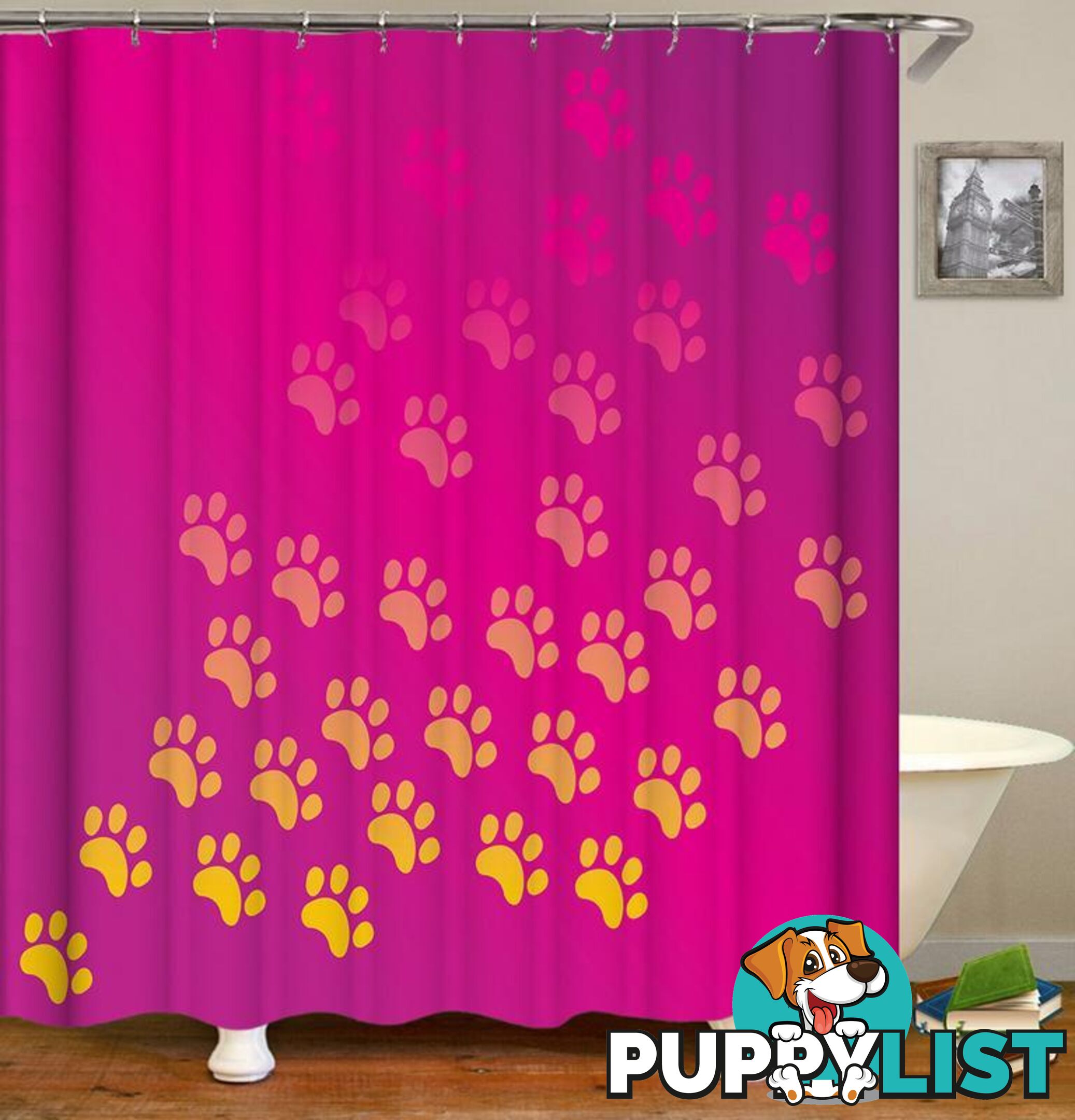 Dog Paws Over Red Violet Shower Curtain - Curtain - 7427045988088