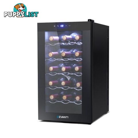 Wine Cooler 18 Bottles Glass Door Beverage Cooler Thermoelectric Black - Devanti - 9350062288719