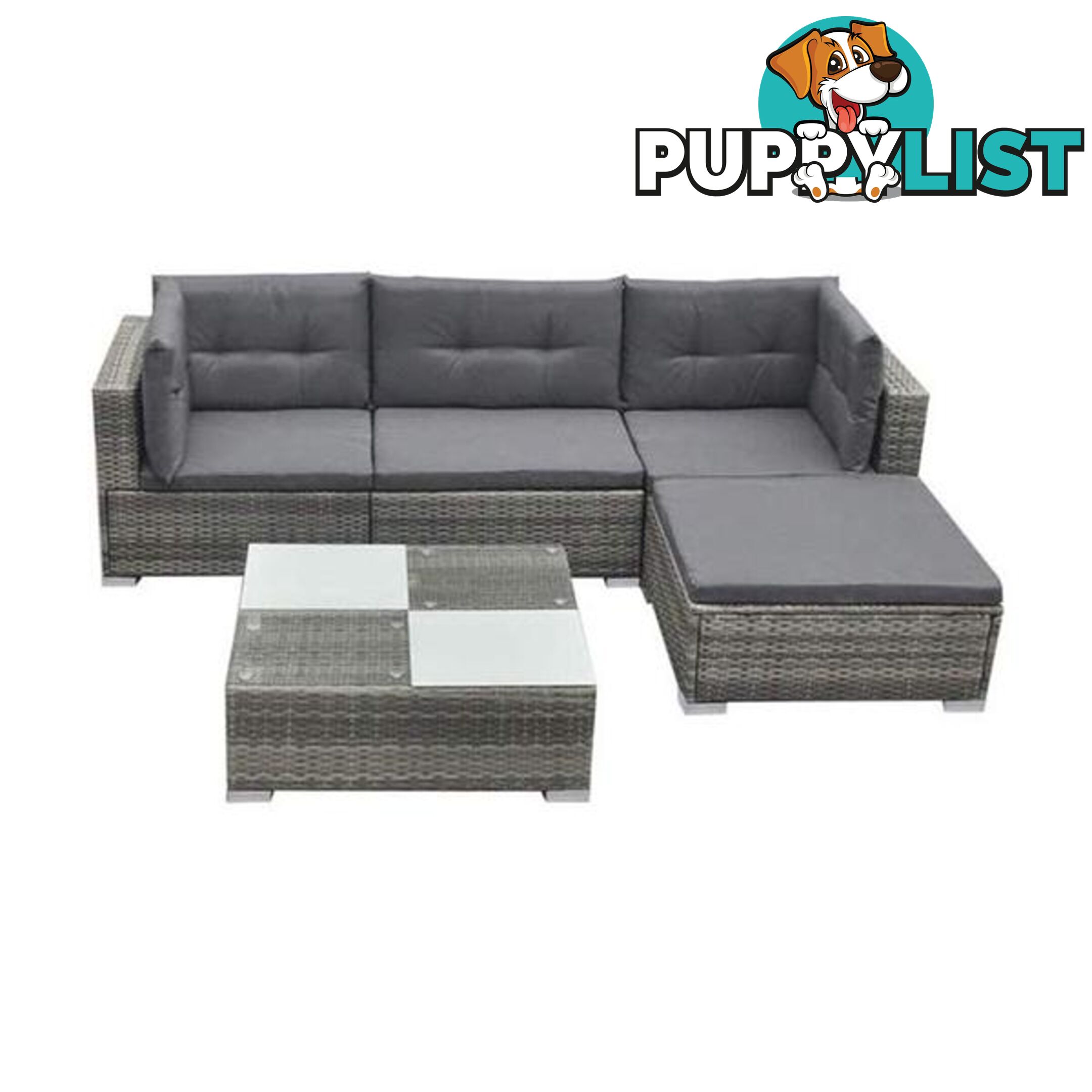 Garden Lounge Set Poly Rattan Grey 14 Pieces - Unbranded - 9476062037574