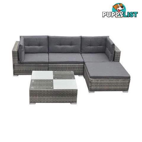 Garden Lounge Set Poly Rattan Grey 14 Pieces - Unbranded - 9476062037574