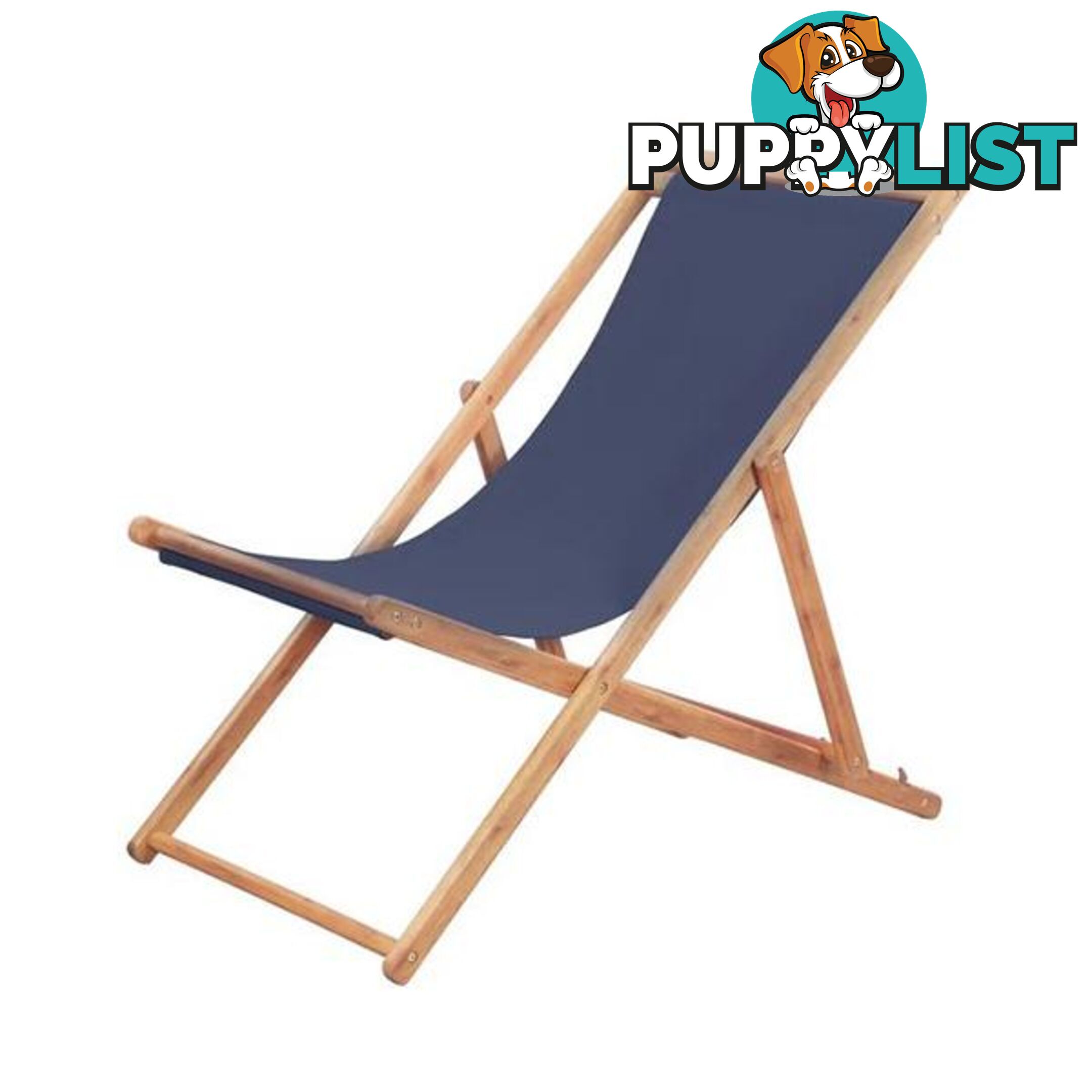 Folding Beach Chair Fabric And Eucalyptus Wooden Frame - Unbranded - 8718475613763