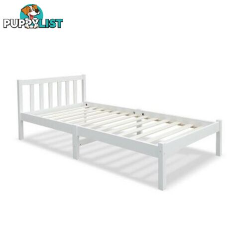 Single Size Wooden White Bed Frame - Artiss - 7427046196857