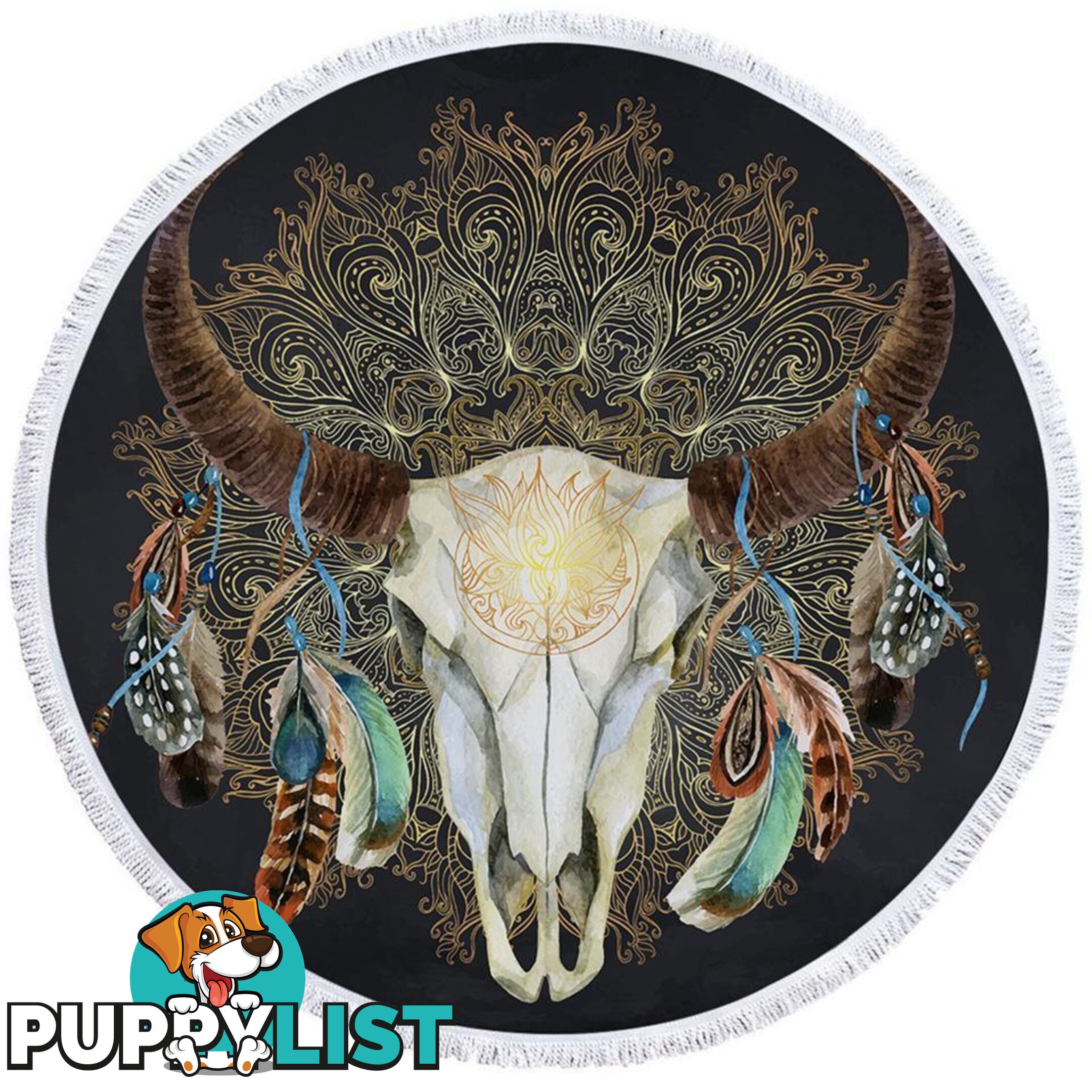 Dark Grey Bull Skull Beach Towel - Towel - 7427046319652